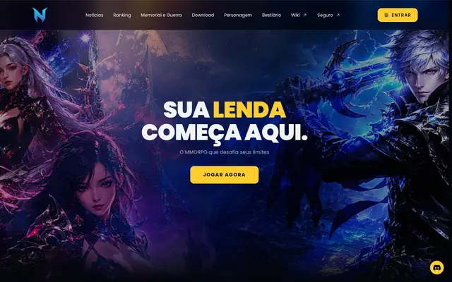 Página inicial do site Neo Games